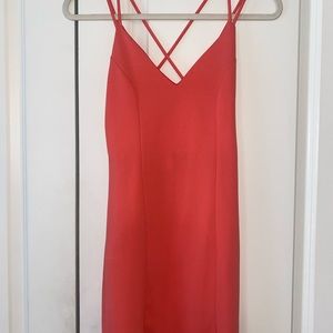 Orange cocktail dress.